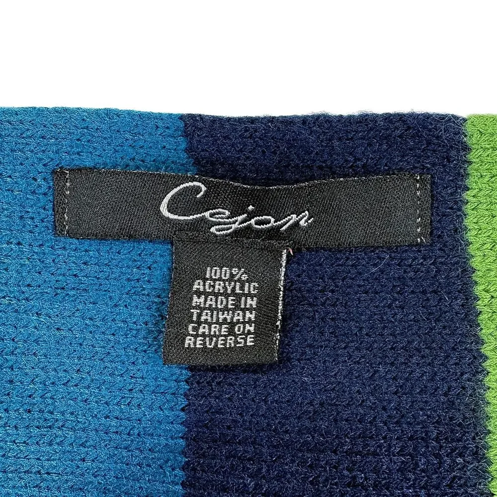 Cejon Multicolor Striped Fringe Scarf One Size Colorblock Colorful Retro